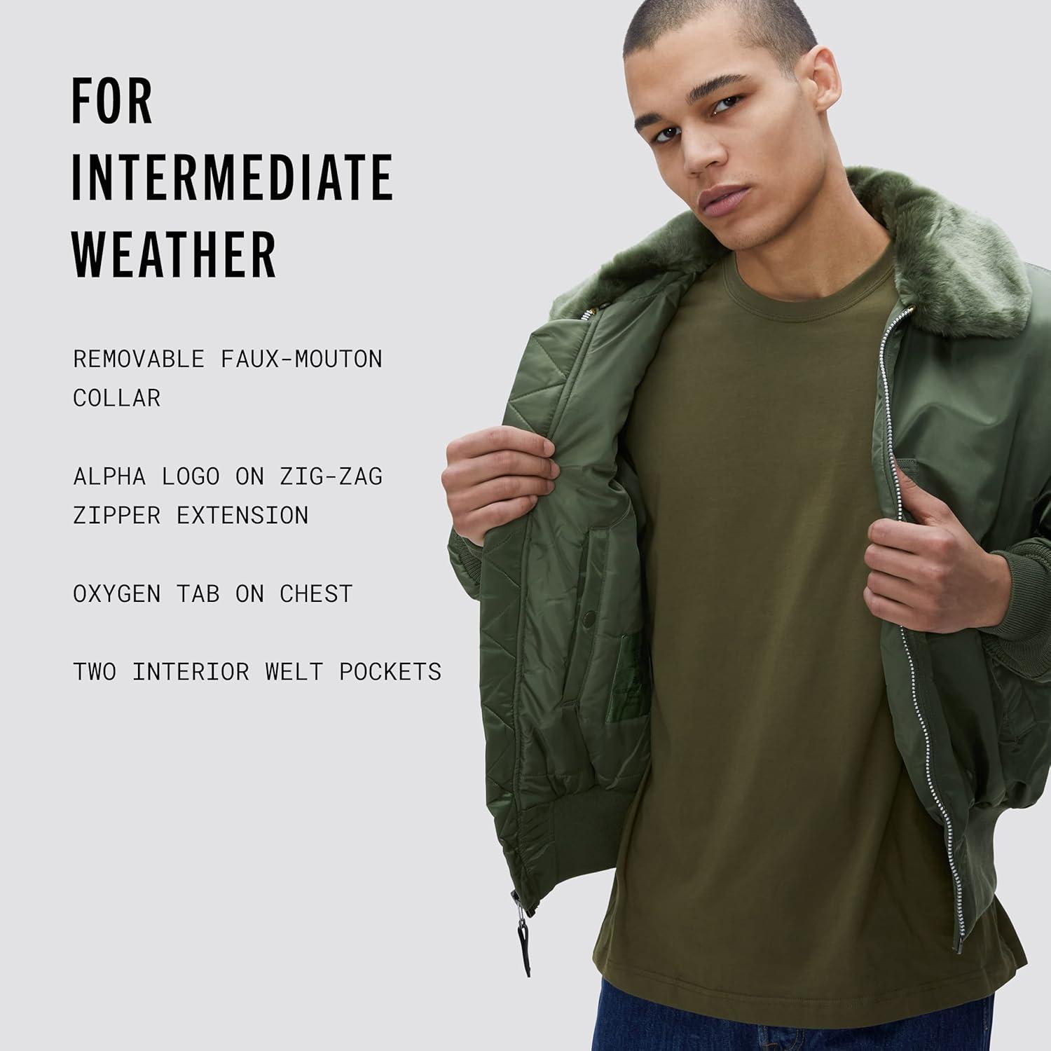 imageAlpha Industries Mens B15 Flight JacketSage