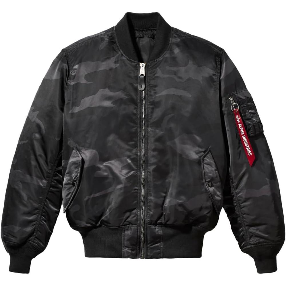 imageALPHA INDUSTRIES Mens MA1 Flight Jacket  Black Woodland Camo 3XL