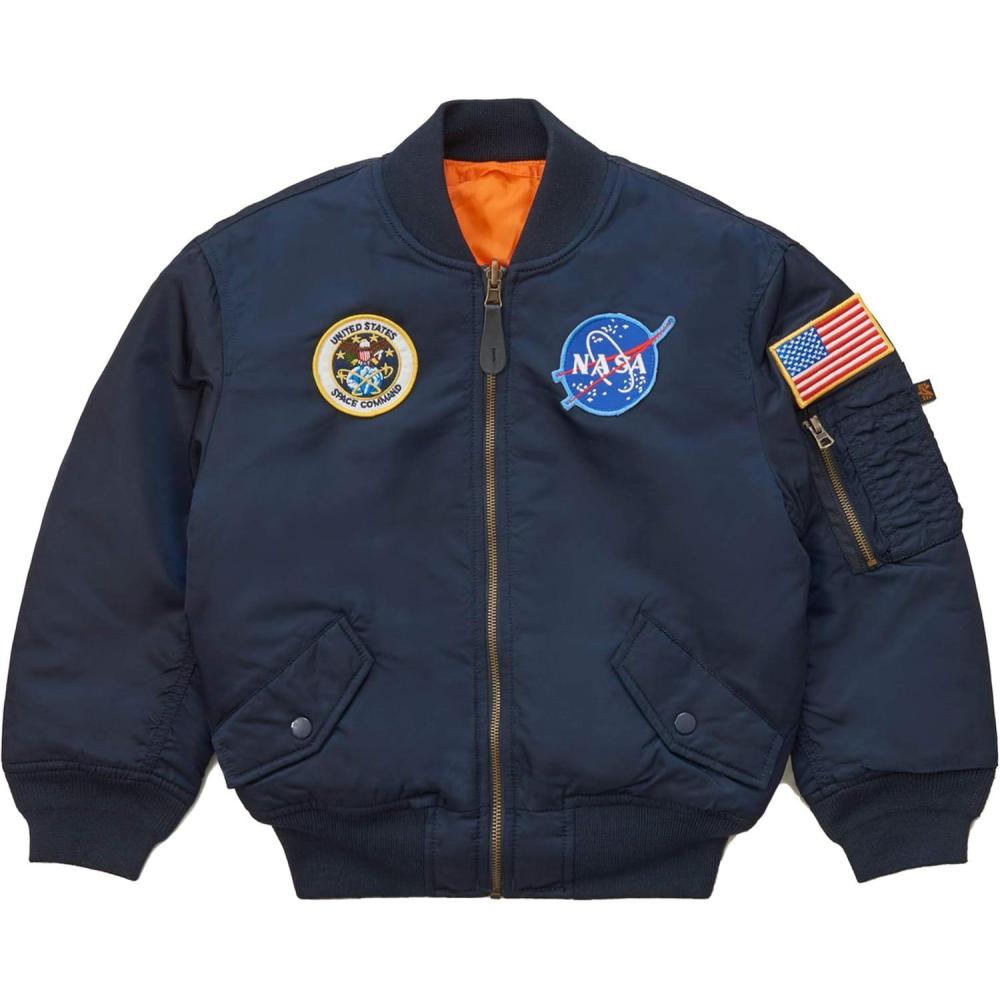 imageAlpha Industries Big Boys Nasa MA1 Bomber JacketReplica Blue