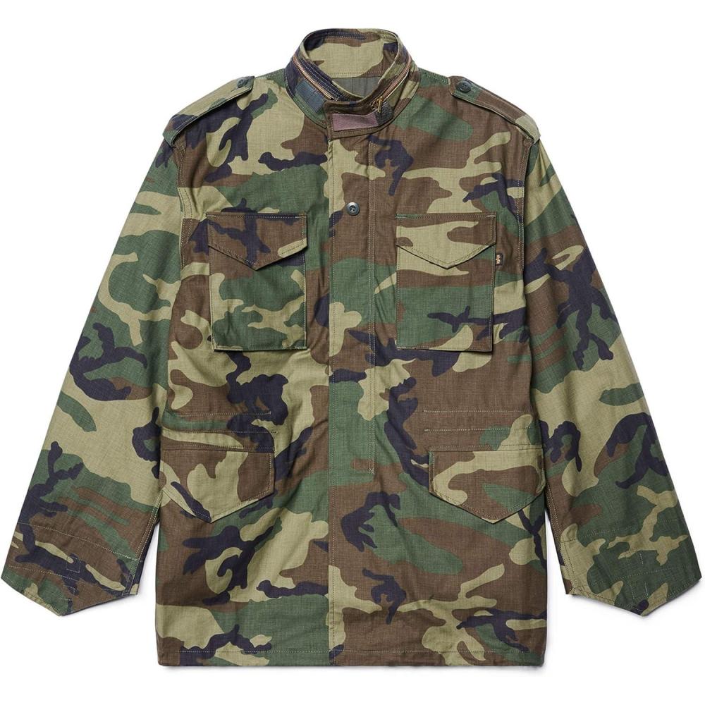 imageAlpha Industries M65 Field Jacket Classic Oversized Military Field CoatWoodland Camo