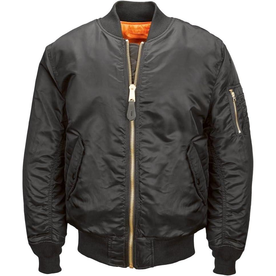 imageAlpha Industries MA1 Blood Chit Bomber Flight Jacket  Fighter Pilot Flight JacketBlack