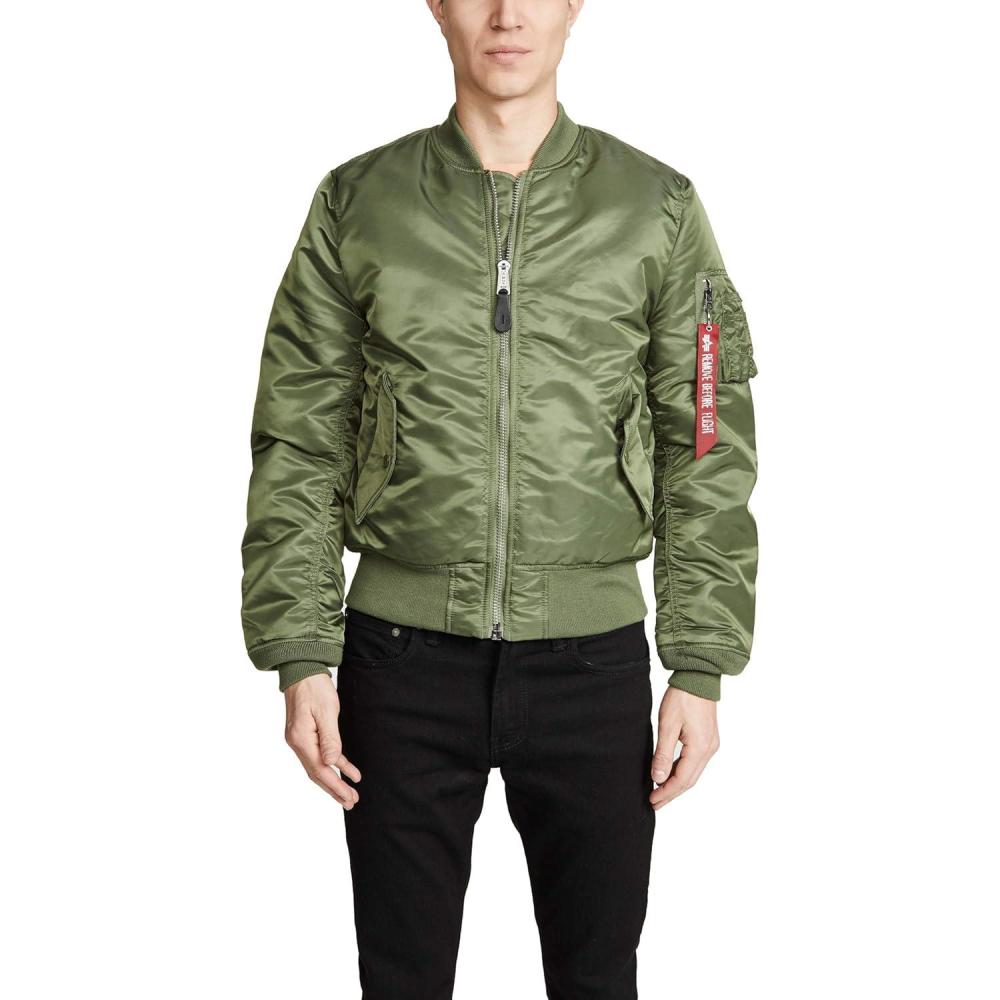 imageAlpha Industries MA1 Slim Fit Bomber Flight Jacket  Fighter Pilot Flight JacketSage