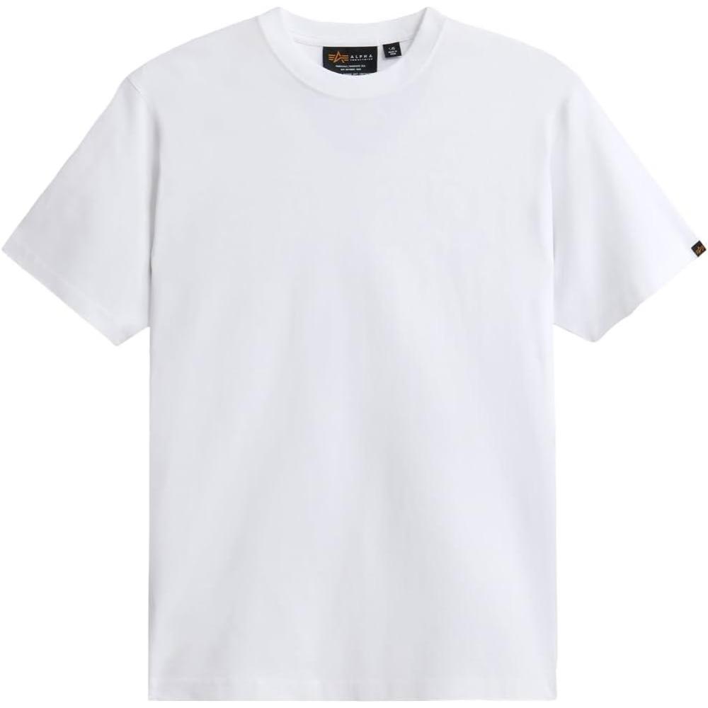 imageAlpha Industries Mens Cotton TShirt  Relaxed Fit Short Sleeve Tee for Casual Wear Soft Lightweight Crewneck ShirtWhite