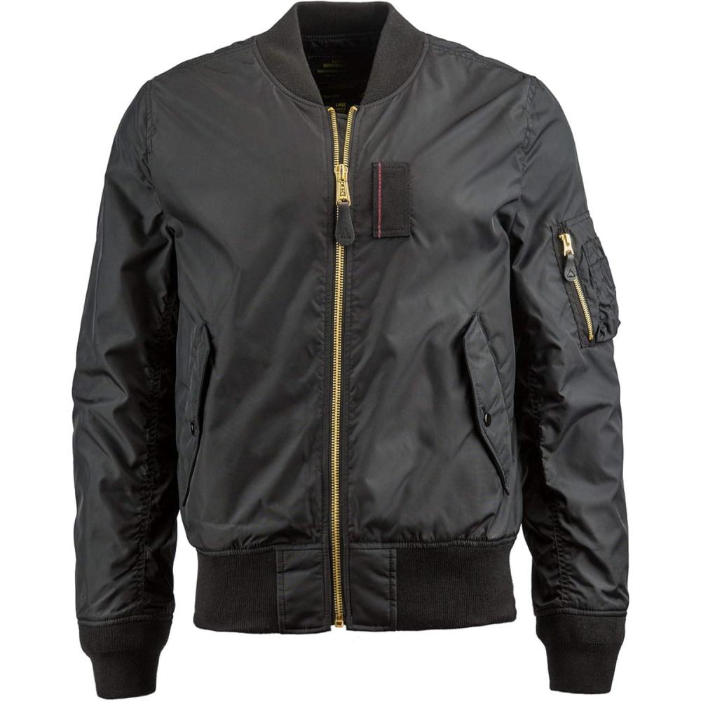 imageAlpha Industries Mens Ma1 Skymaster Mid Length Zip Flight Jacket with PocketsBlack