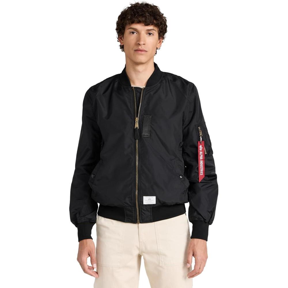 imageAlpha Industries Mens Ma1 Skymaster Mid Length Zip Flight Jacket with PocketsGen Ii  Black