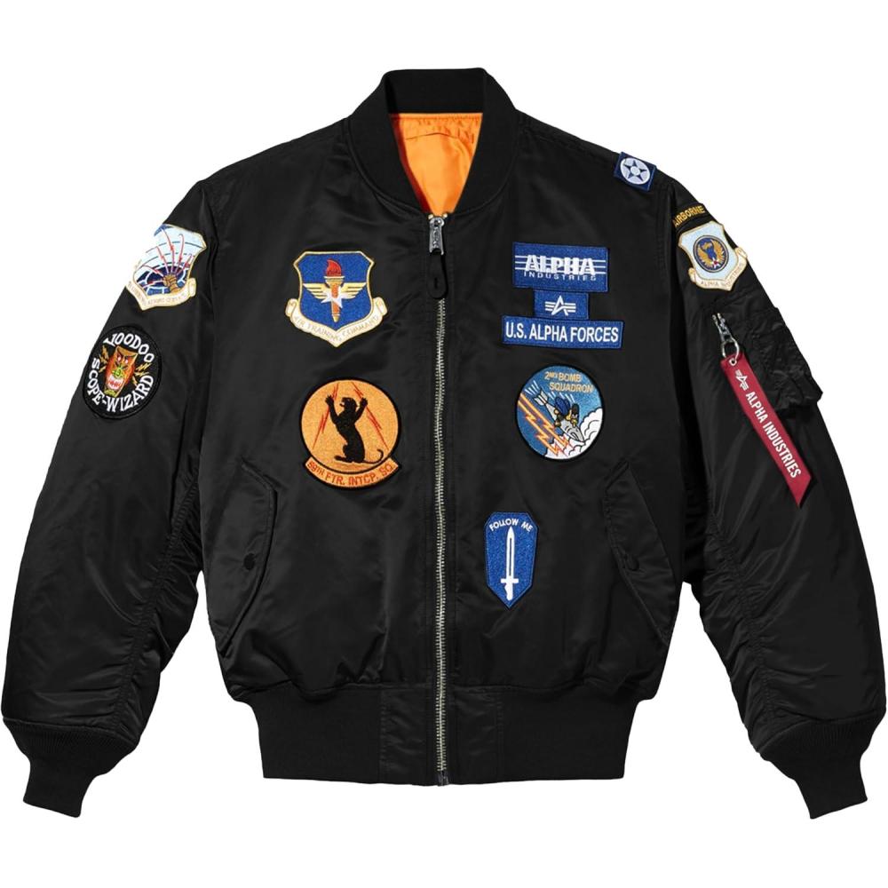 imageAlpha Industries Mens Squadron MA1 Flight JacketBlack