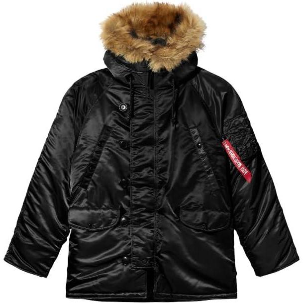 imageAlpha Industries N3B Oxford Parka Military Style Winter Jacket WaterResistant Snorkel Hood Coat Heavyweight OuterwearBlack