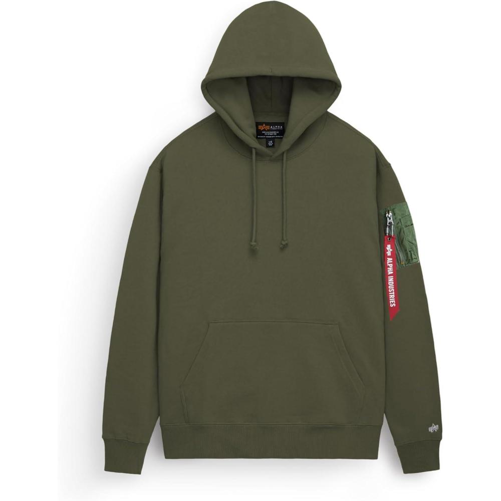 imageAlpha Industries Utility Pocket Hoodie Adjustable Hood MilitaryInspired Hoodie Jacket for Everyday Wear Exercise CasualOg107 Green