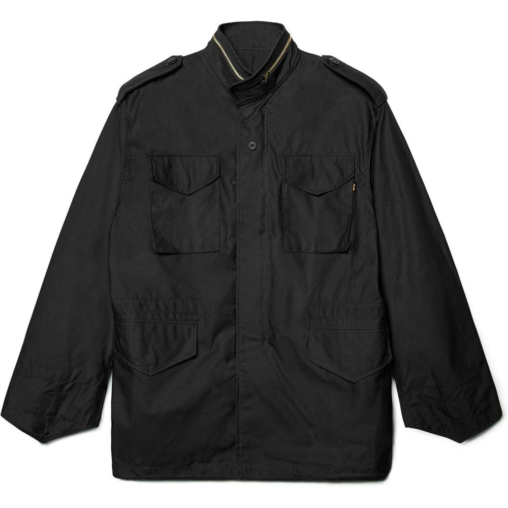 imageAlpha Industries mens Tall Size M65 Thigh Length Zip Field Coat With PocketsBlack