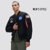 Alpha Industries Men’s Apollo MA-1 Flight Jacket(Black)