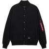 Alpha Industries MA-1 Fleece Jacket Soft Cotton Blend Utility Pocket Ribbed Cuffs and Hem Classic Military Inspired Design(Black)