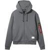 Alpha Industries Utility Pocket Full Zip Up Hoodie Drawcord Adjustable Hood and Utility Sleeve Pocket Alpha Red Ribbon(Medium Charcoal Heather)